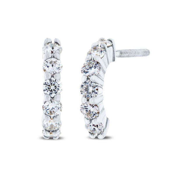 Bixlers Bixler 1785 Classics Diamond 3/8 CTTW Huggie Earring In 14K White Gold 5