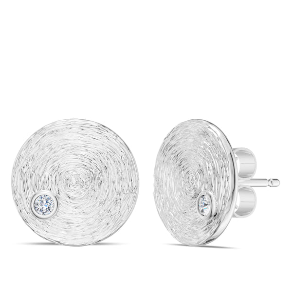 Bixlers Simplicity Diamond Circular Disc Earrings in Sterling Silver 2