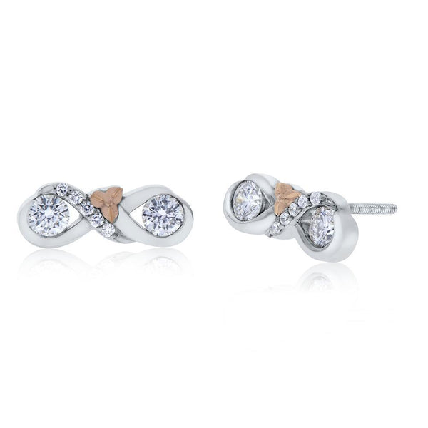 Bixlers Easton Diamond Love & Cherish Earring In 14K White Gold & 14K Rose Gold 5
