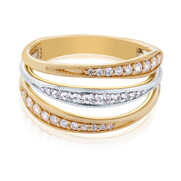 Bixlers Pas De Trois Diamond Triple Band Ring In 14K Yellow Gold & 14K White Gold