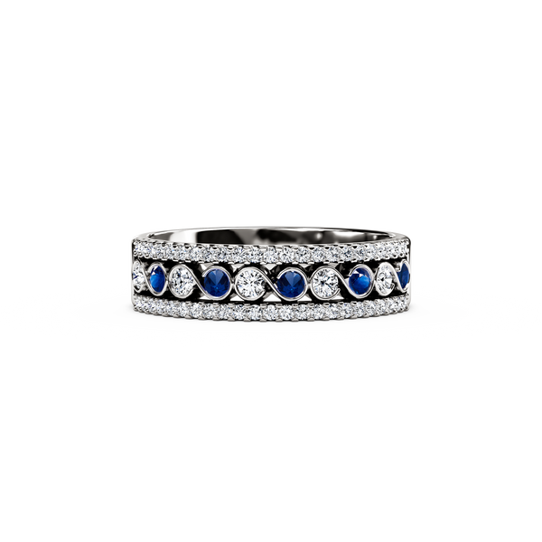 Bixlers Easton Sapphire and Diamond Infinity Row Ring In 14k Gold 1