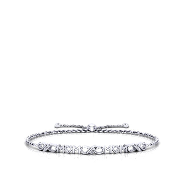 Bixlers Pure Love Diamond Infinity & Mom Bracelet In Sterling Silver 5