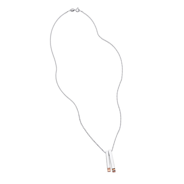 Bixlers Pure Love Diamond X and O Necklace In Sterling Silver & 14K Rose Gold 7