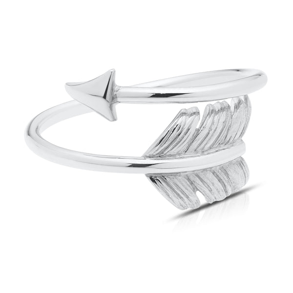 Bixlers Pure Love Diamond Arrow Wrap Ring In Sterling Silver