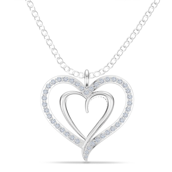 Bixlers Pure Love Diamond Double Heart Pendant In Sterling Silver 3