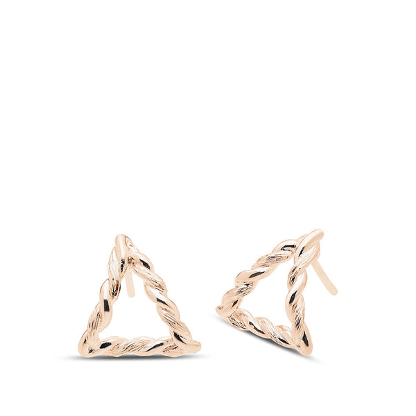 Bixlers Simplicity Diamond Triangle Florentine Twist Earring In 14K Yellow Gold
