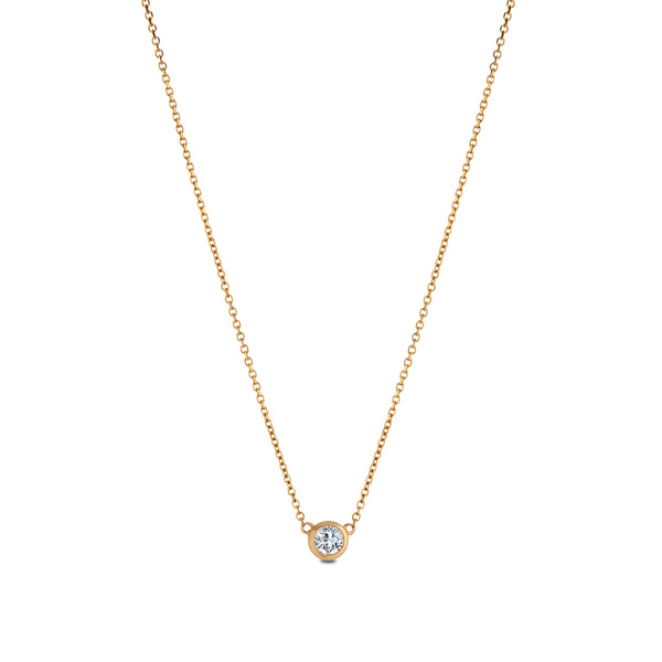 Bixlers Dew Drop Diamond Bezel Necklace In 14K Yellow Gold 3