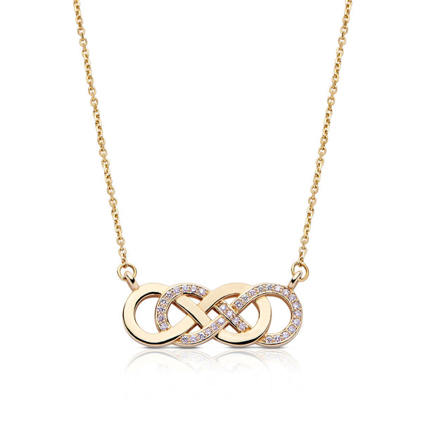 Bixlers Pure Love Diamond Double Infinity Necklace In 14K Yellow Gold 8