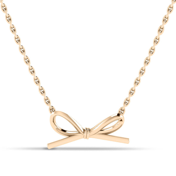 Bixlers Celebration Diamond Bow Necklace In 14K Yellow Gold 6