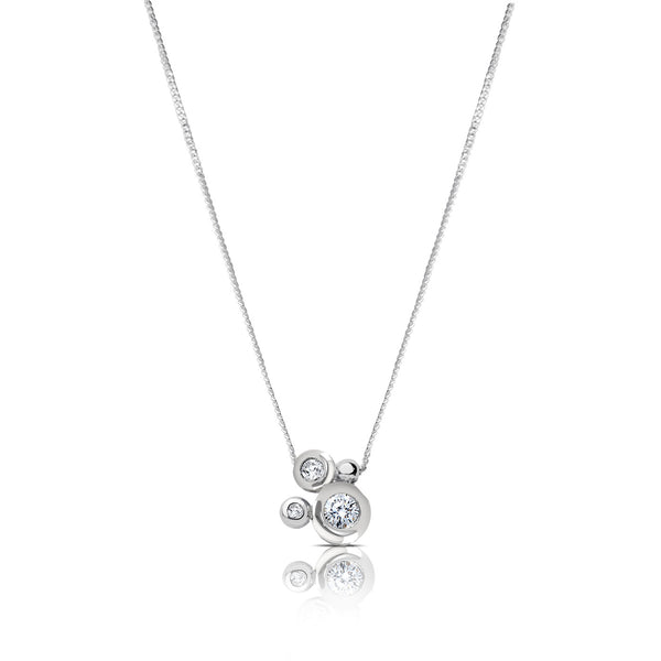 Bixlers Easton Diamond Bezel Cluster Necklace In 14K White Gold 1