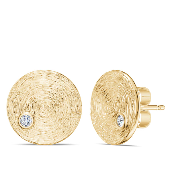 Bixlers Simplicity Diamond Circular Disc Earrings in 14k Yellow Gold 0