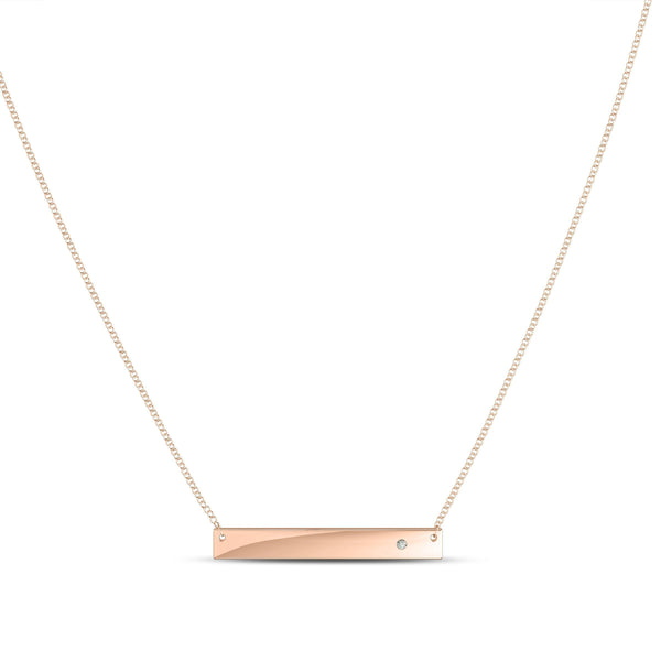 Bixlers Expressions Diamond Bar Necklace In 14K Rose Gold 2