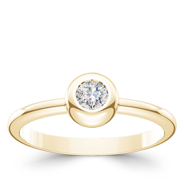 Bixlers Dew Drop Diamond Bezel Ring In 14K Yellow Gold 8