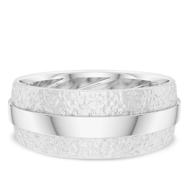 Bixlers Men's Rounded Center Wedding Band In Sterling Silver