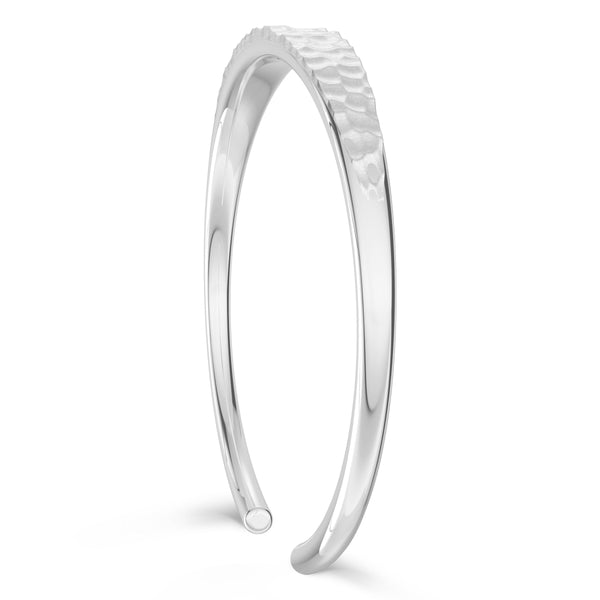 Bixlers Simplicity Diamond Hammered Finish Cuff In Sterling Silver