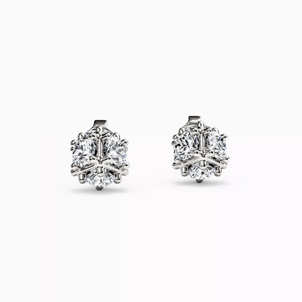 Bixlers Snowball Cluster Diamonds Stud Earrings in 14K Gold 2
