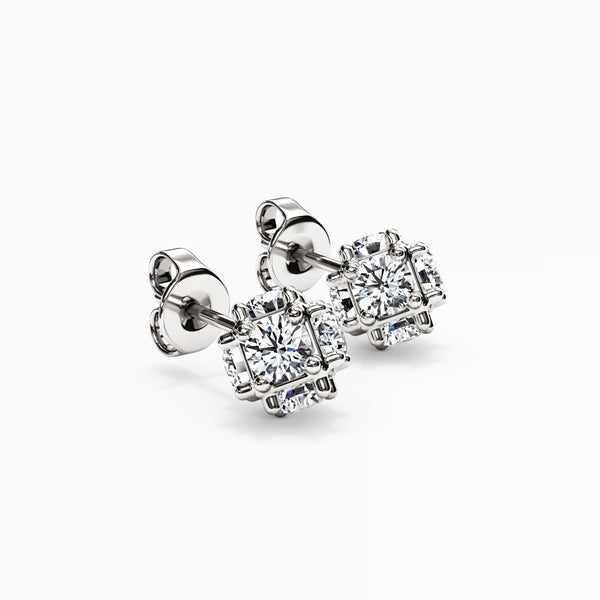 Bixlers Snowball Cluster Diamonds Stud Earrings in 14K Gold