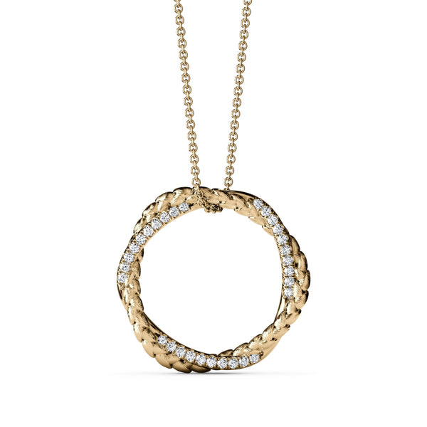 Bixlers Diamond and Wheat Twist Pendant Necklace in 14K Gold 8