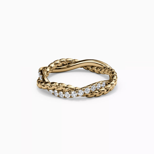 Bixlers Bixlers Diamond and Wheat Twist Ring in 14K Gold