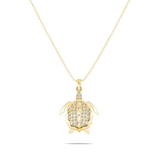 Bixlers Nautical Diamond Turtle Pendant In 14K Gold 7