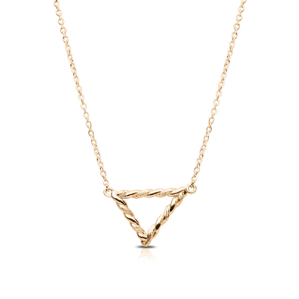 Bixlers Simplicity Diamond Triangle Florentine Twist Necklace In 14K Yellow Gold 6