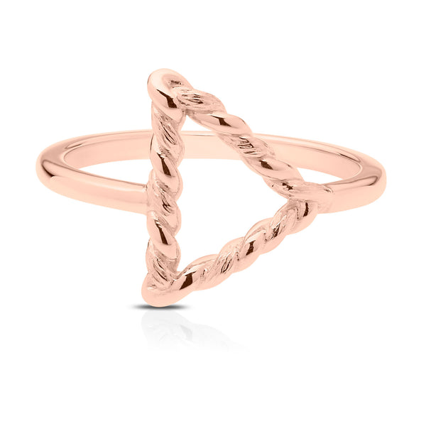 Bixlers Simplicity Triangle Florentine Twist Ring In 14k Rose Gold