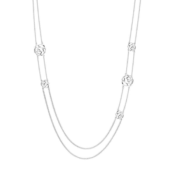Bixlers Rosette Diamond Peony Necklace In Sterling Silver 7