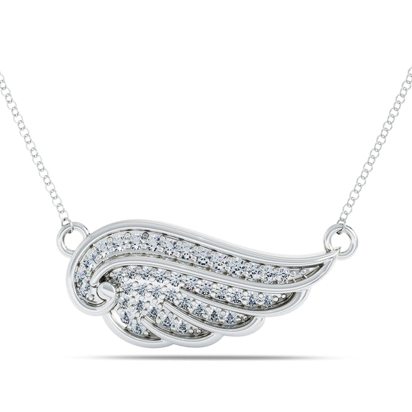Bixlers Bixler 1785 Classics Diamond Angel Wing Necklace In Sterling Silver 7