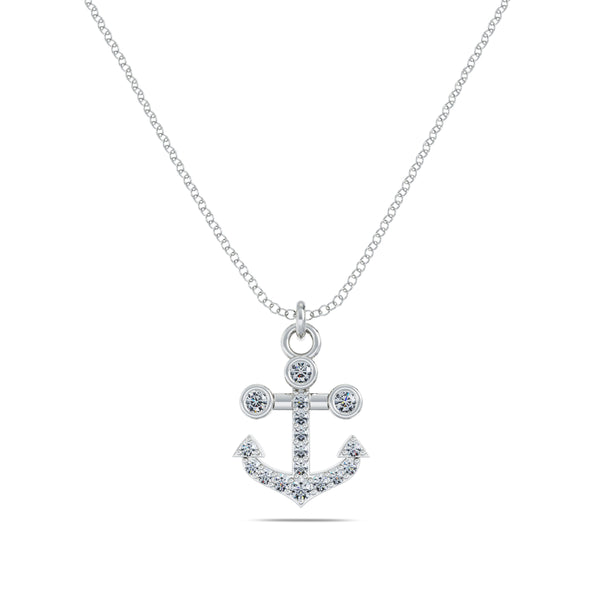Bixlers Nautical Diamond Anchor Pendant In Sterling Silver 1