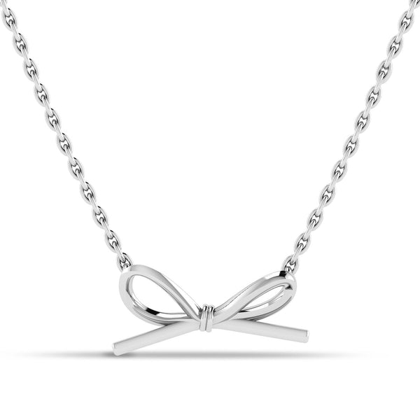 Bixlers Celebration Diamond Bow Necklace In Sterling Silver 7