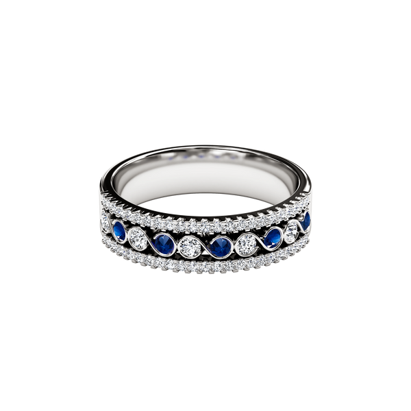 Bixlers Easton Sapphire and Diamond Infinity Row Ring In 14k Gold