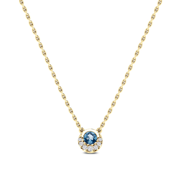 Bixlers Easton Diamond Crescent Halo Necklace In 14K Yellow Gold 3
